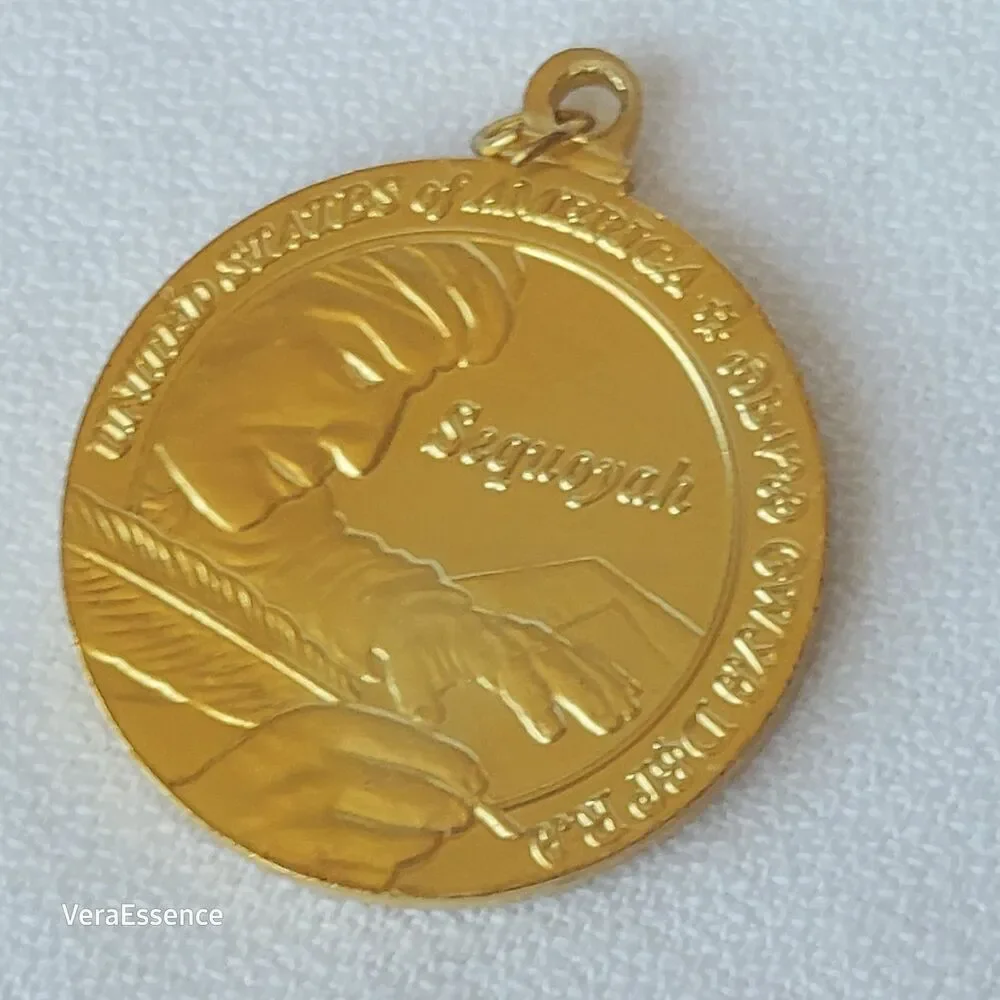 Sacagawea Pendant Coin American Indian Relief Council 2017 GOLD TONE